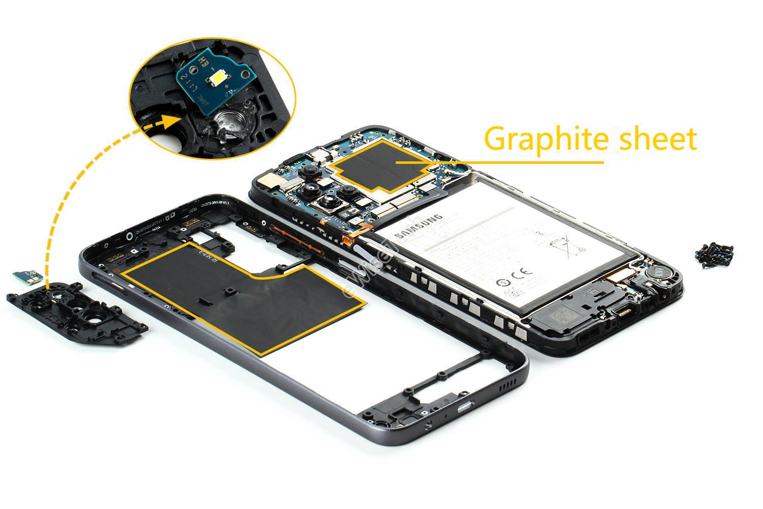 Application de feuille de graphite sur le téléphone mobile